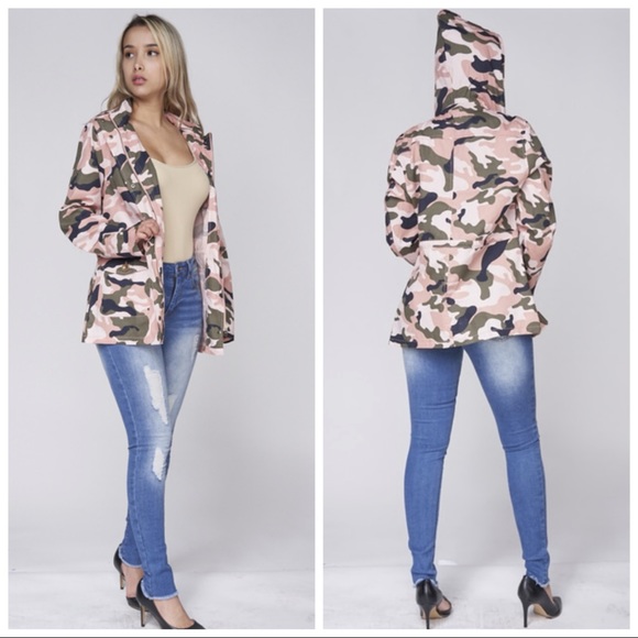 ❤️LAST NEW S Pink Camo Hooded Zip Up Jacket - Picture 2 of 12